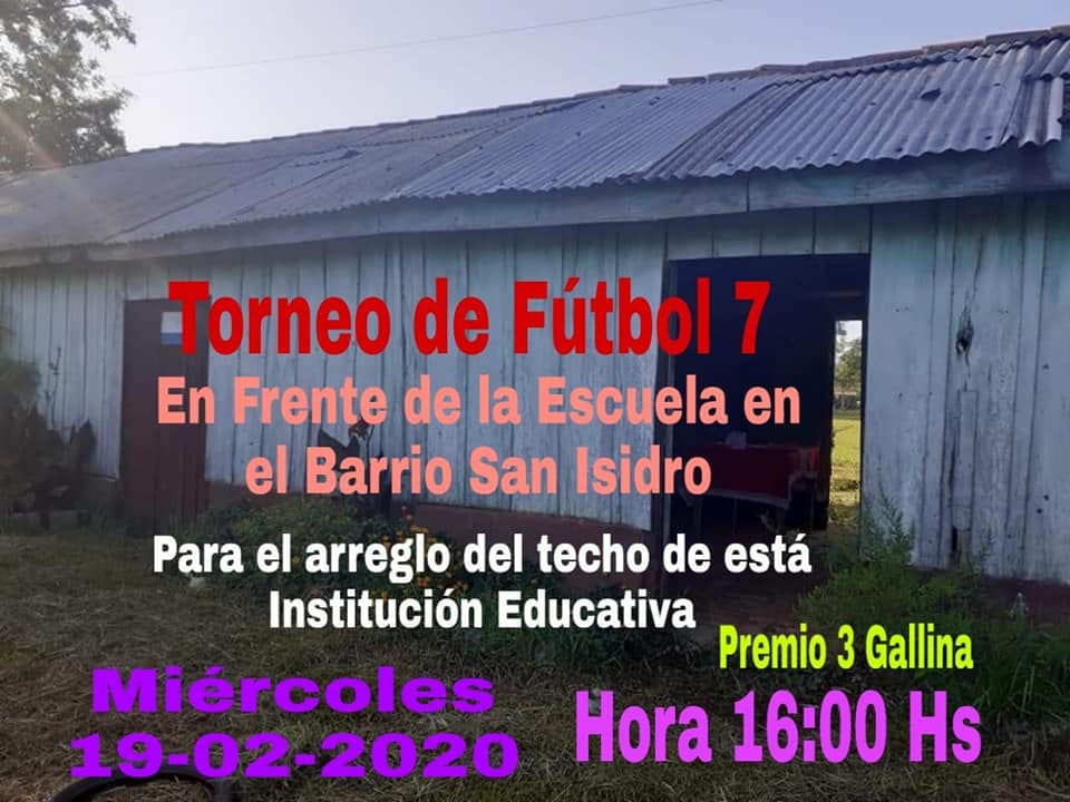 Los padres de familia y docentes decidieron realizar un torneo de fútbol para recaudar fondos. Foto: Grupo Fuente Paraguay Caazapá (Facebook).