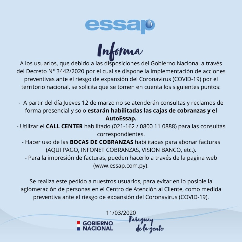 Comunicado de ESSAP