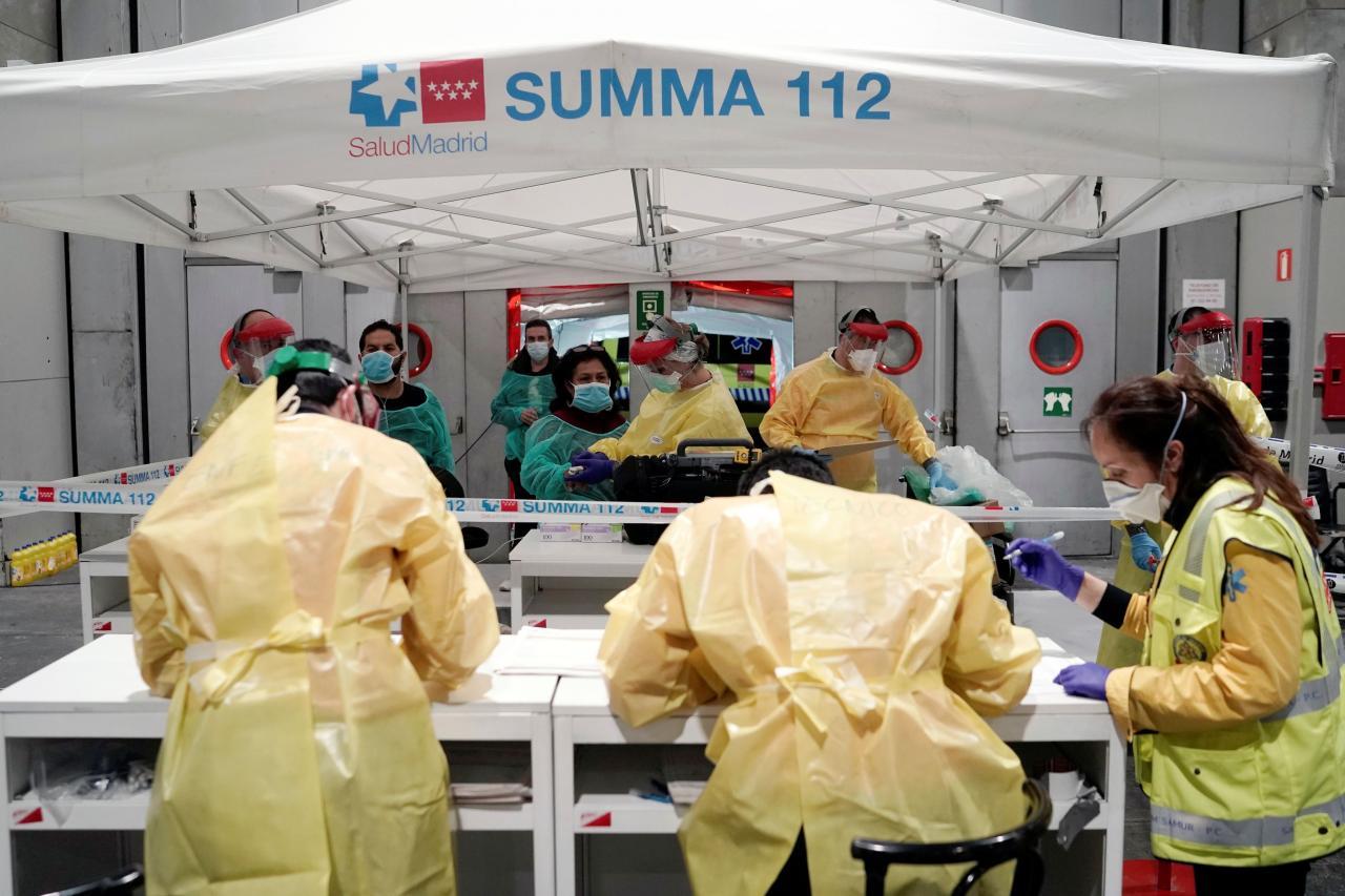 Un hospital militar en Ifema, Madrid, España. Foto: EFE