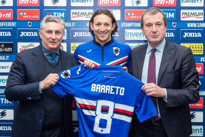 Barreto tiene contrato hasta finales del 2020 con el Sampdoria.