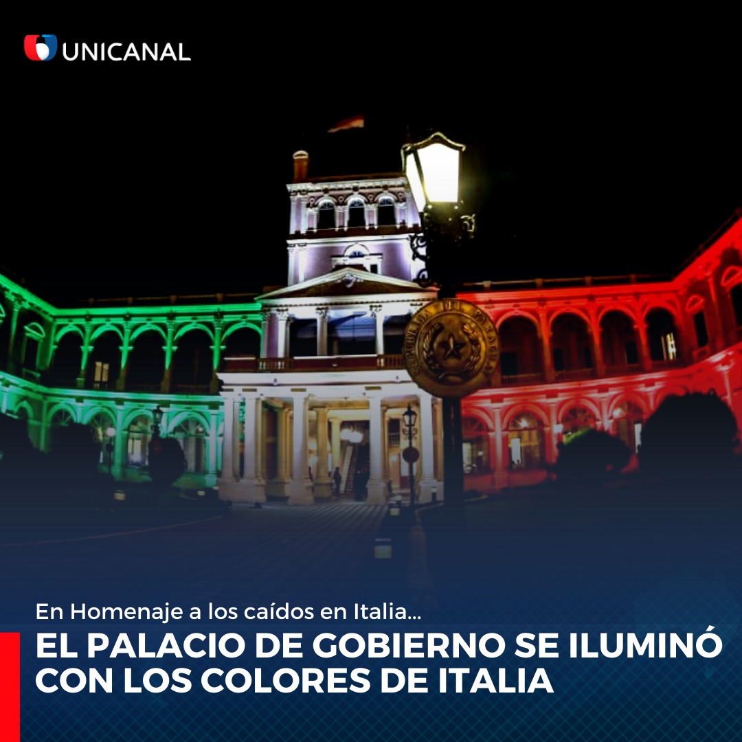 Palacio de Lòpez con los colores de Italia.