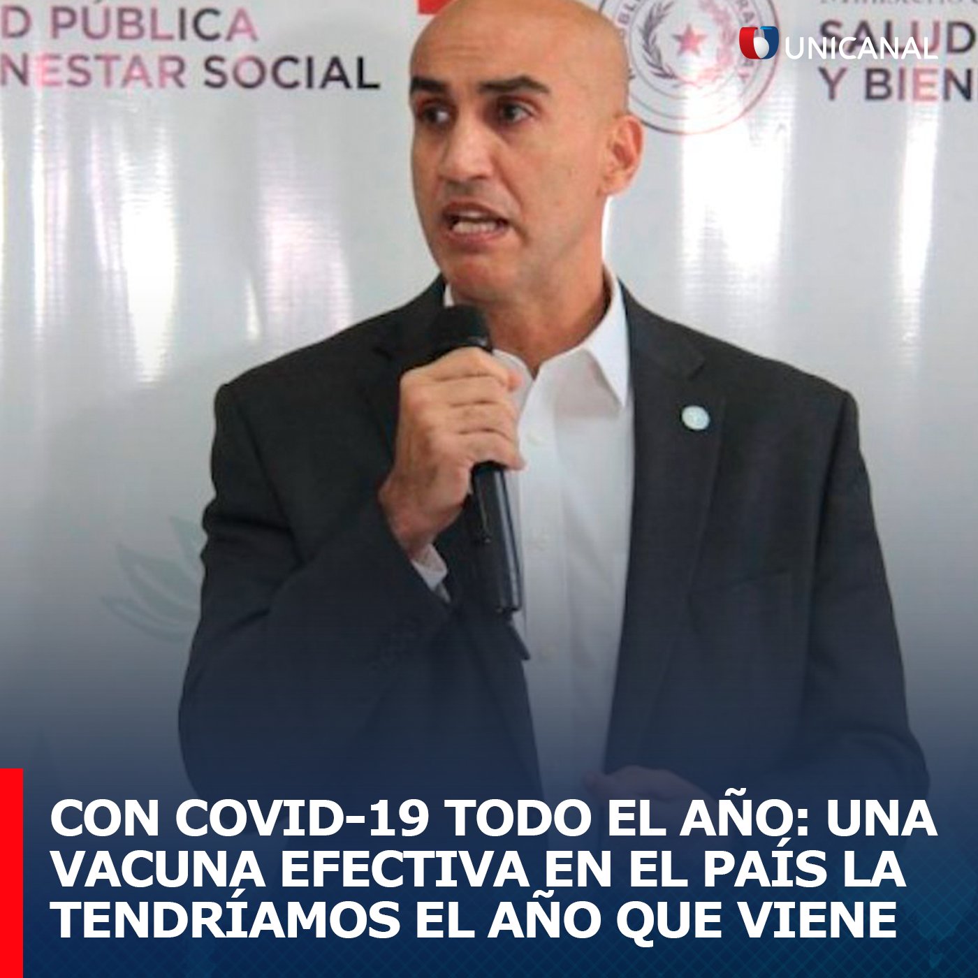 El Ministro de Salud, Julio Mazzoleni, comentó que en el mejor de los casos, esperan que la vacuna llegue a Paraguay el próximo año. Fuente: Unicanal