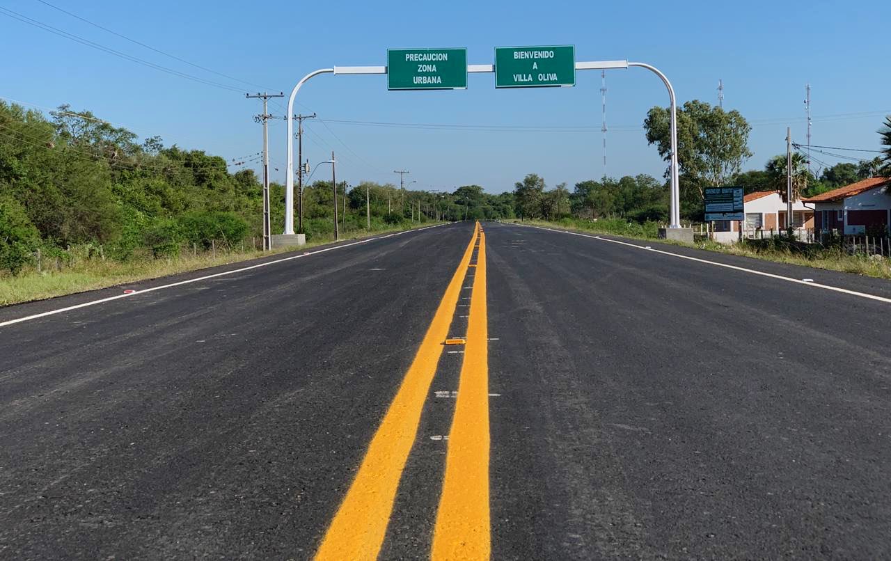Esta ruta posee casi 5 kilómetros de longitud y es el primer asfaltado de Villa Oliva. Foto: @mopcparaguay