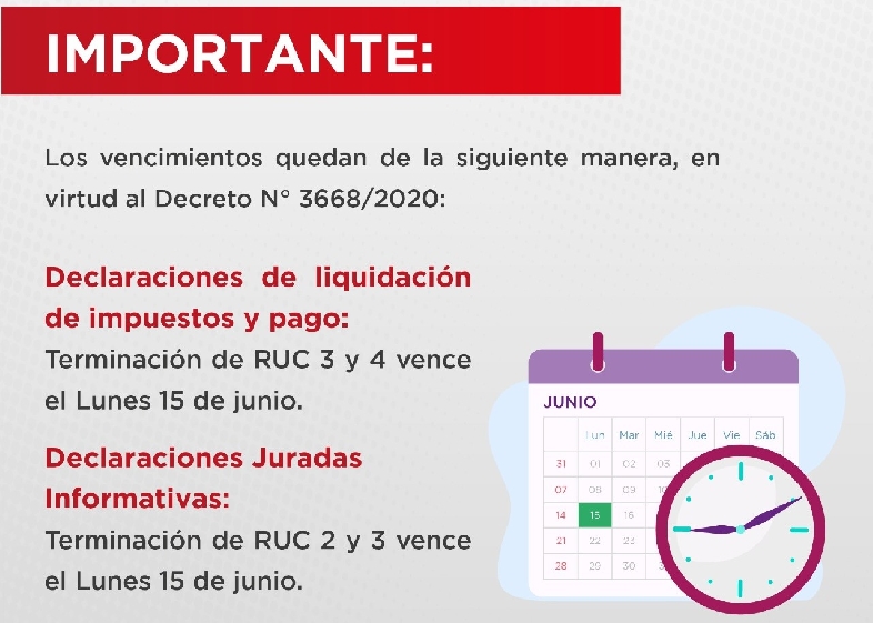 Afiche del aviso de la SET sobre traslado de fechas de vencimiento.
