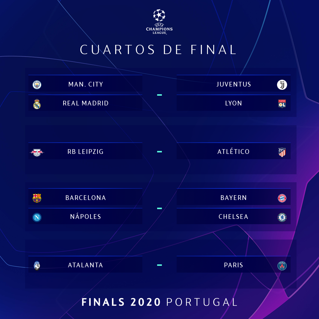 Cuartos de Final de la Champions League 2019/2020. Foto: @LigadeCampeones