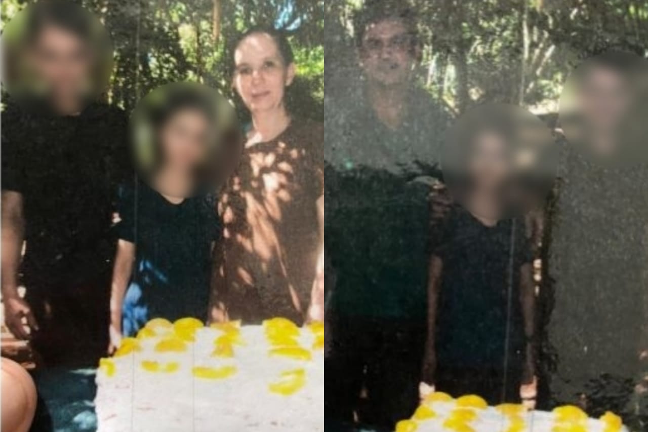 En las fotografías se observa a Osvaldo Villalba, Magna Meza, una de las niñas que cayó abatida y Daniel, el hermano. Foto: Policía Nacional