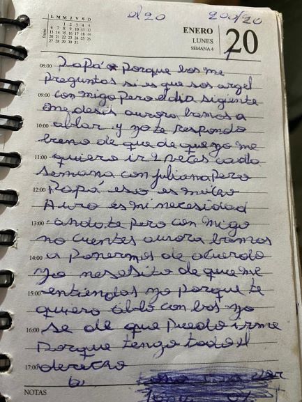 En la carta, la menor cuenta cómo era la relación con su padre. Foto: Policía Nacional