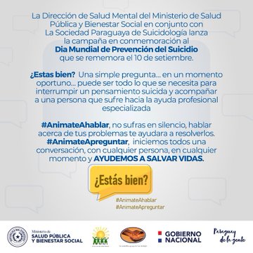 ¿Estás bien?, la pregunta que puede ayudar a salvar vidas. Fuente: Ministerio de Salud