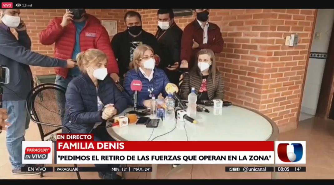 Conferencia de prensa de las hijas del exvicepresidente Óscar Denis. Foto: Captura de pantalla / Paraguay en vivo