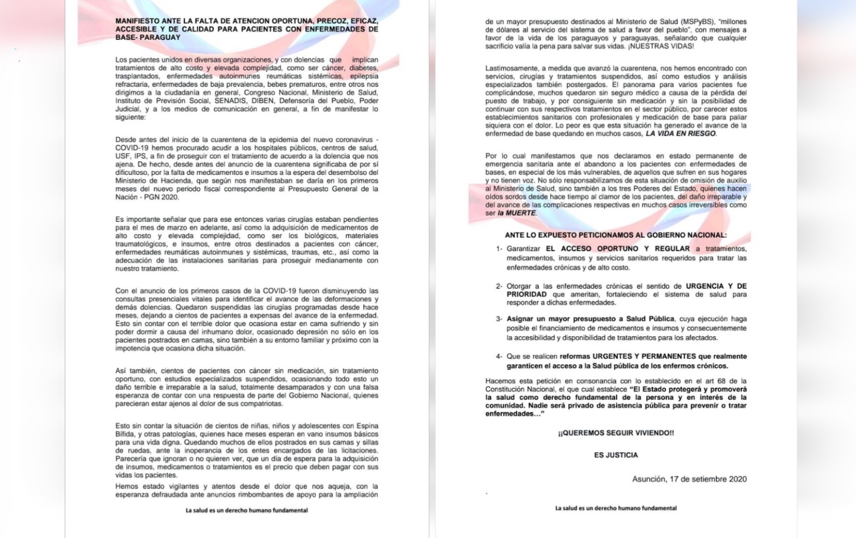 Comunicado de Asociaciones de Pacientes con Enfermedades de Base.