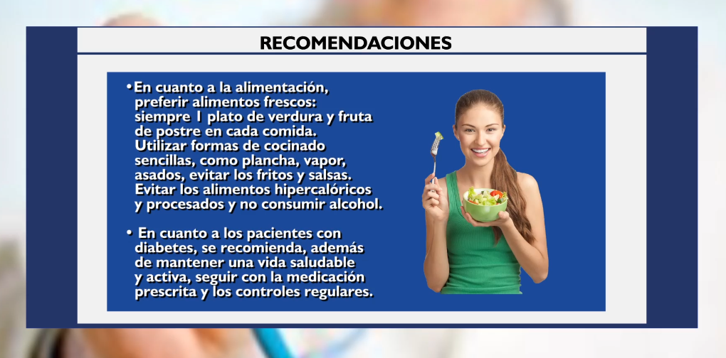Recomendaciones para personas que padecen de obesidad y diabetes. Fuente: Unicanal