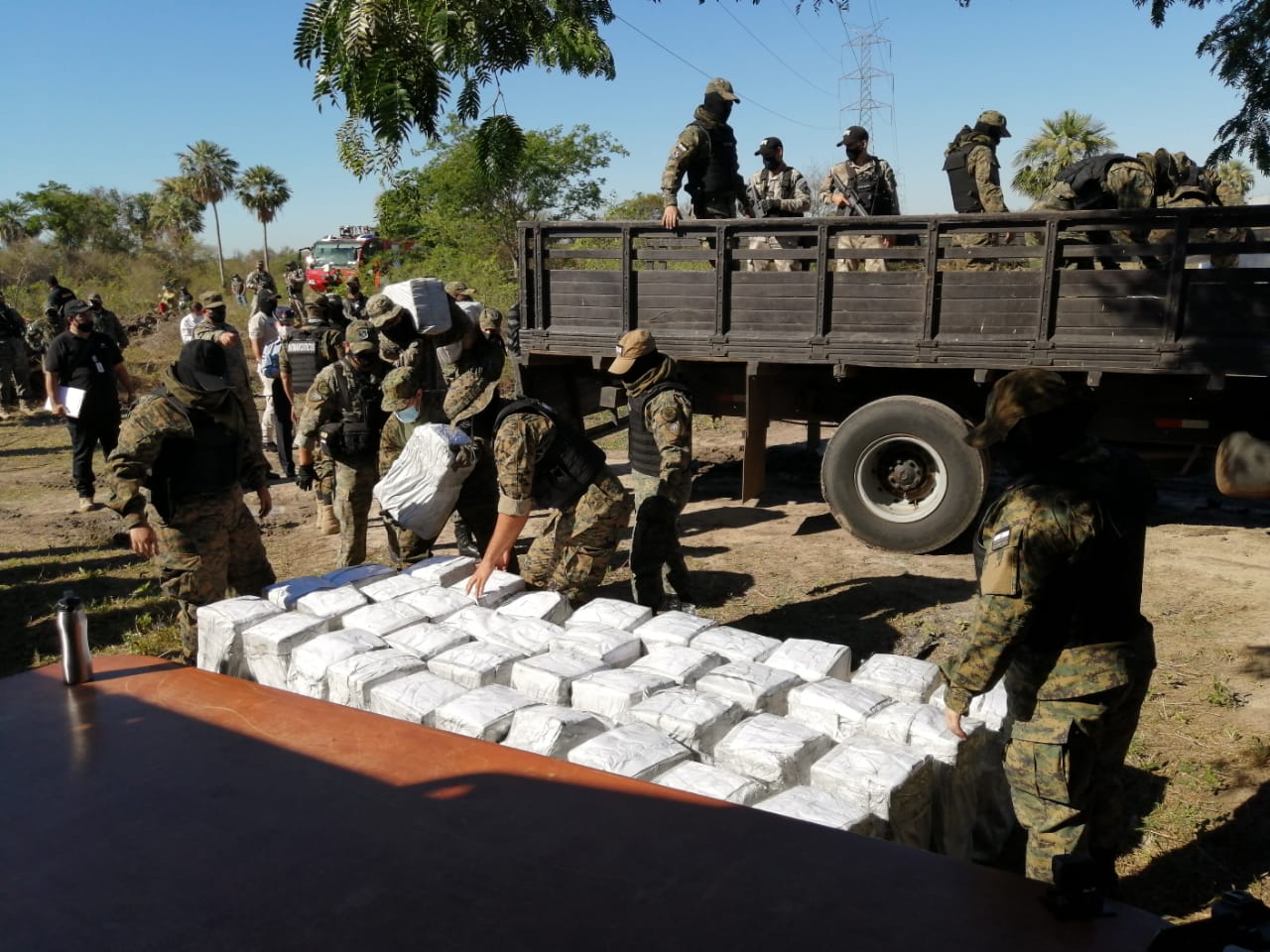 En Chaco'i serán incinerados los 2.906 kilos de cocaína incautados en Villeta. Foto: Wilma Gaona (cronista del Grupo JBB).