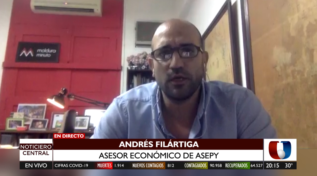 Andrés Filártiga, asesor económico de la Asepy. Foto: Captura de pantalla / Noticiero Central.