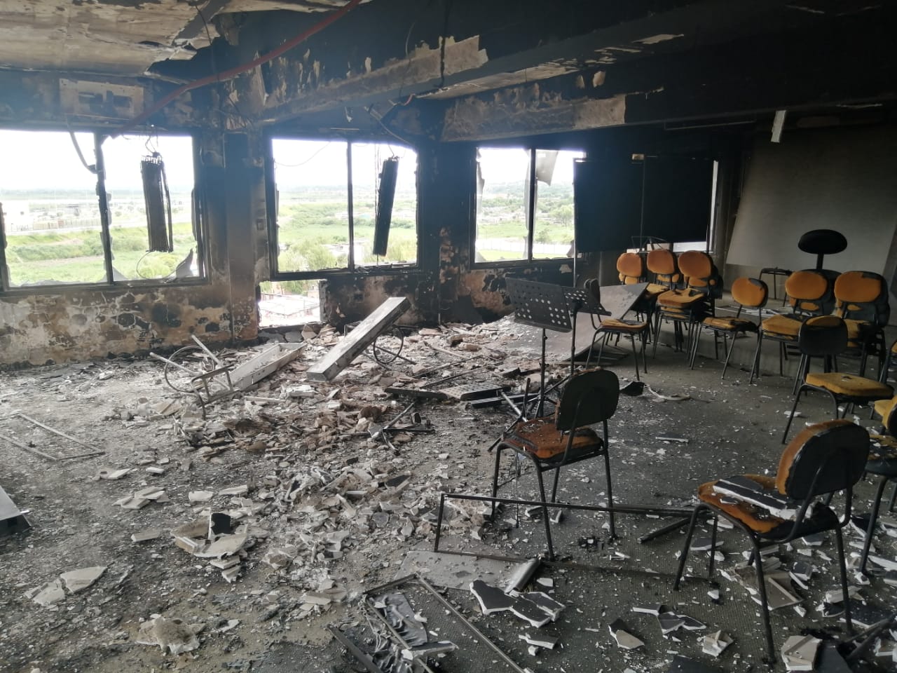 La parte más afectada fue la Sala de Ensayos de la Orquesta Sinfónica del Congreso. Foto: Cabildo.