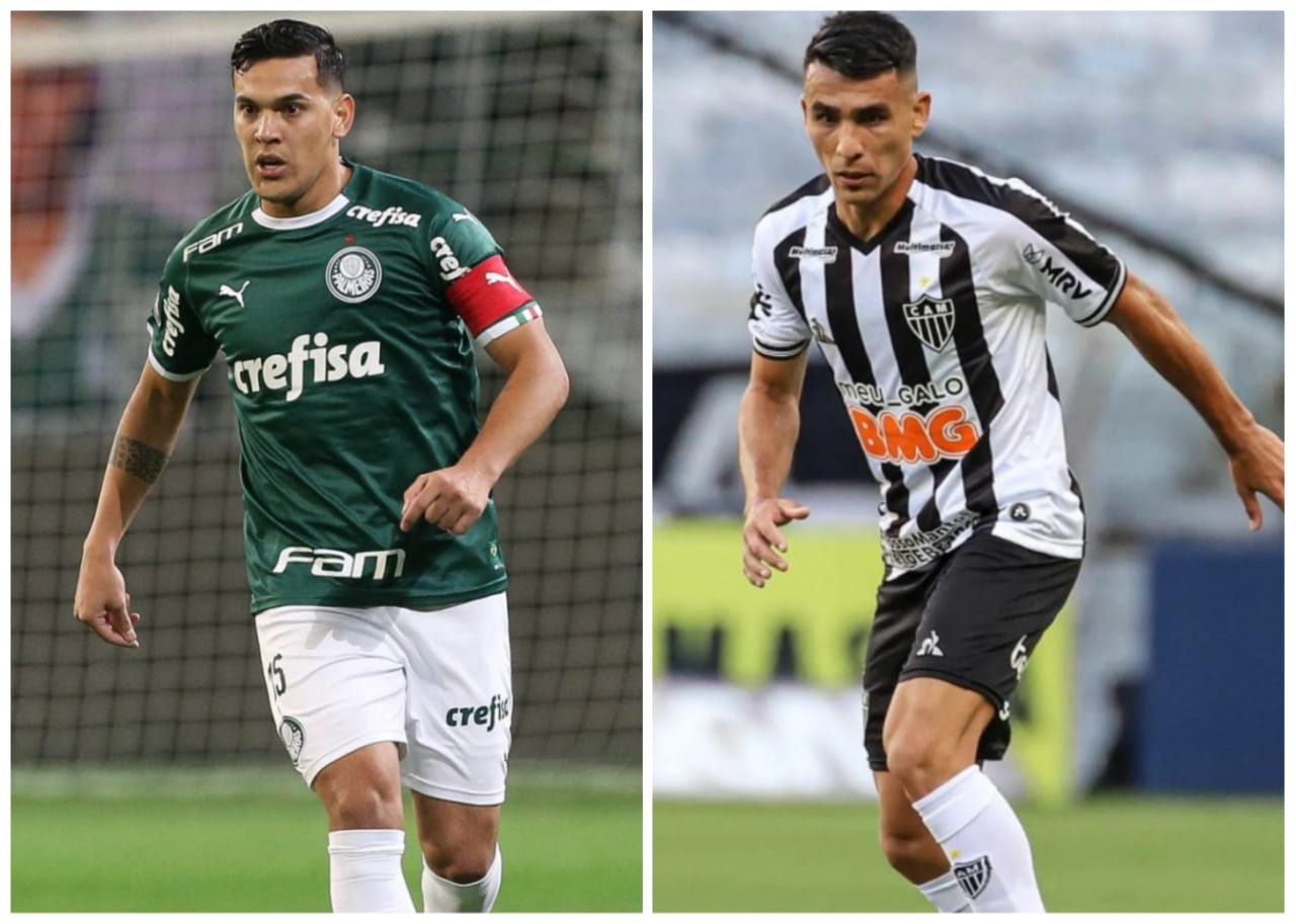 Gustavo Gómez (Palmeiras) y Junior Alonso (Atlético Mineiro). Foto: Gentileza.