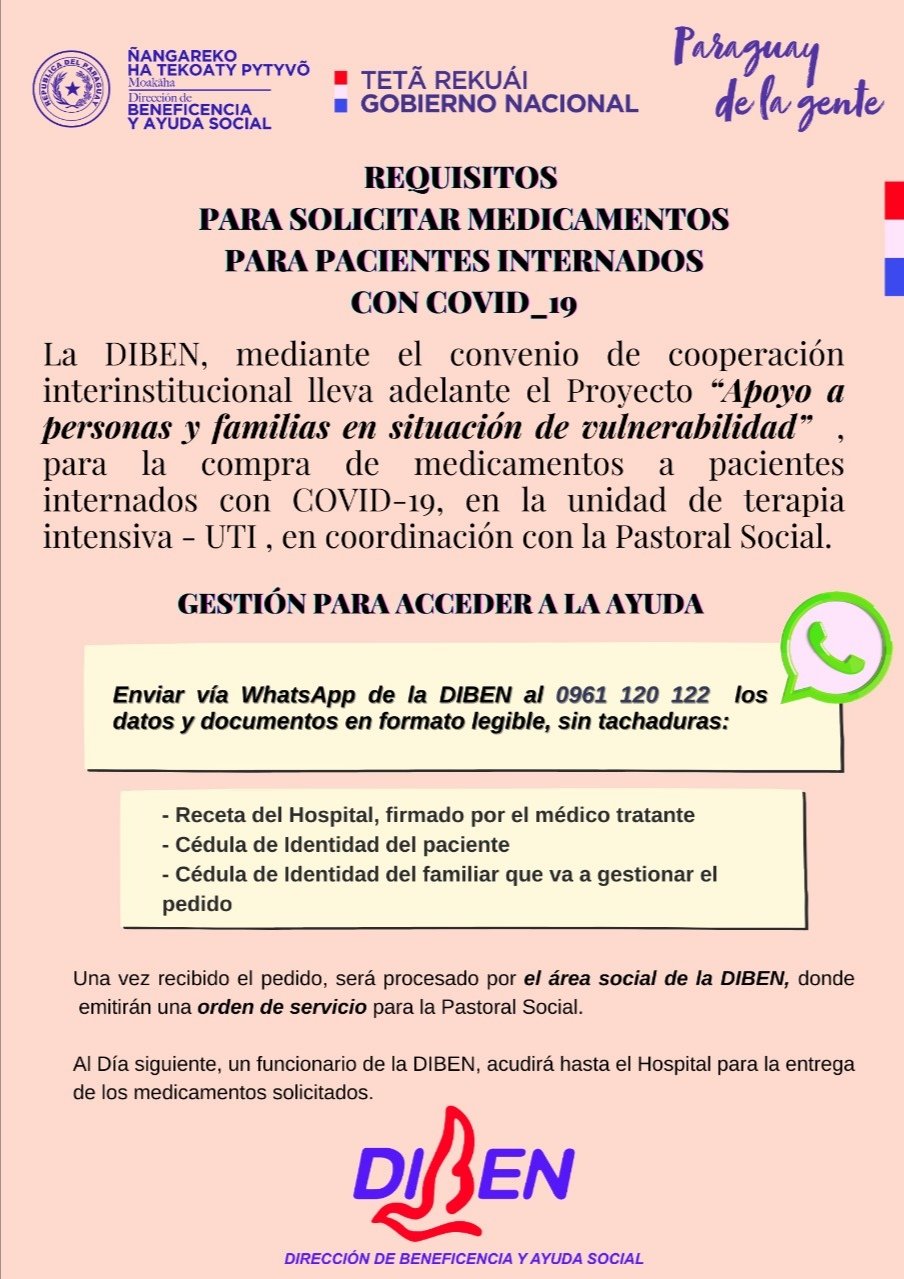 Diben informa acerca de los requisitos para solicitar medicamentos