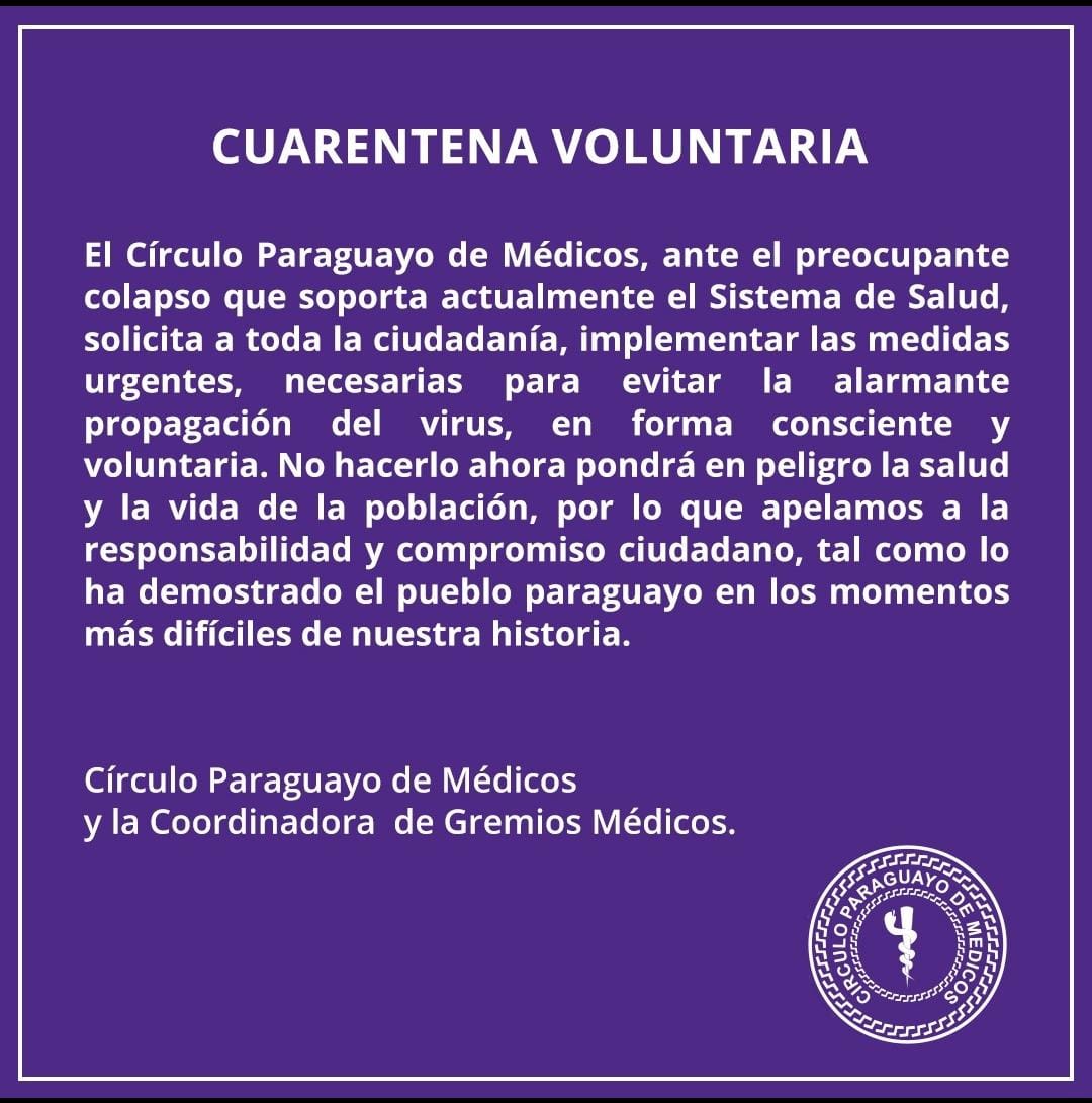 Médicos piden conciencia ciudadana y llaman a