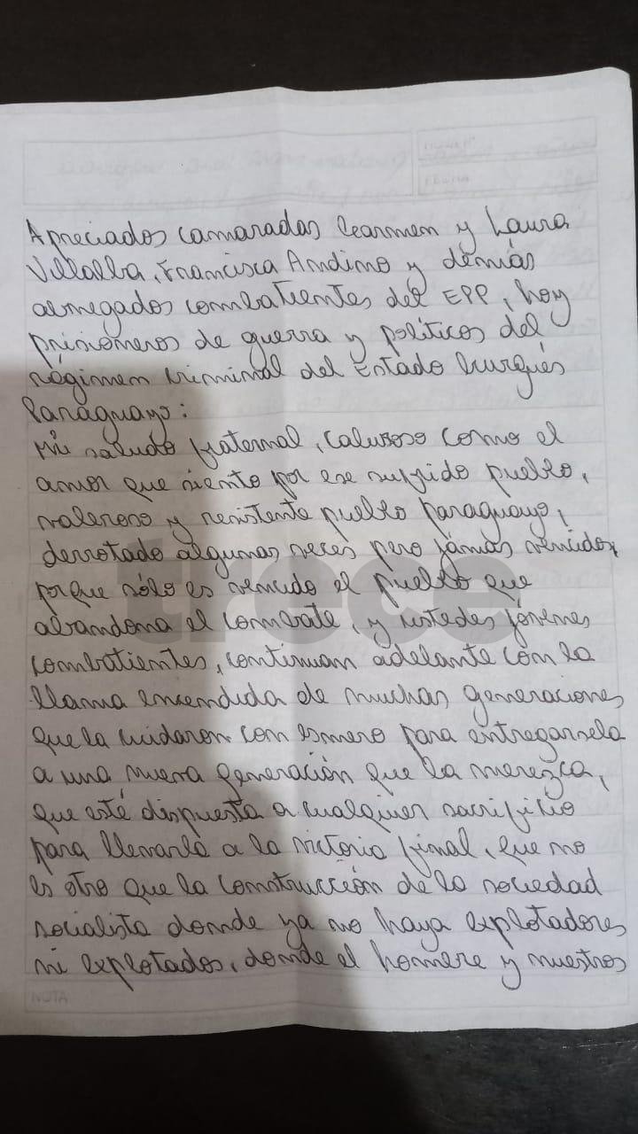 Cartas a Carmen Villalba revelan plan desestabilizador por parte del EPP