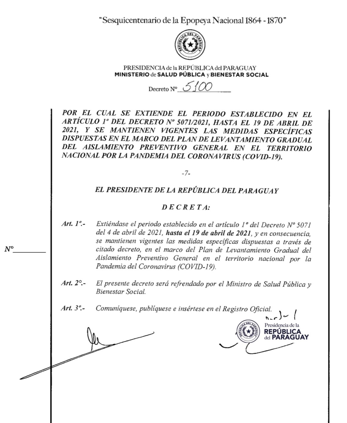 Gobierno extiende actuales restricciones hasta el 19 de abril