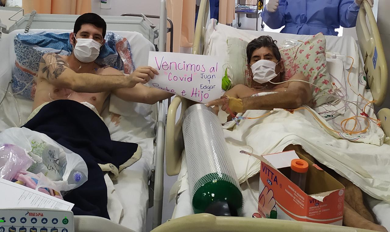 Padre e hijo vencen al coronavirus. Foto: gentileza.