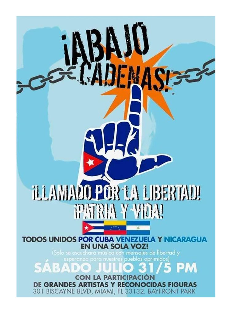 Cientos personas se manifiestan en Miami para pedir libertad en Cuba, Venezuela y Nicaragua. Foto: gentileza.