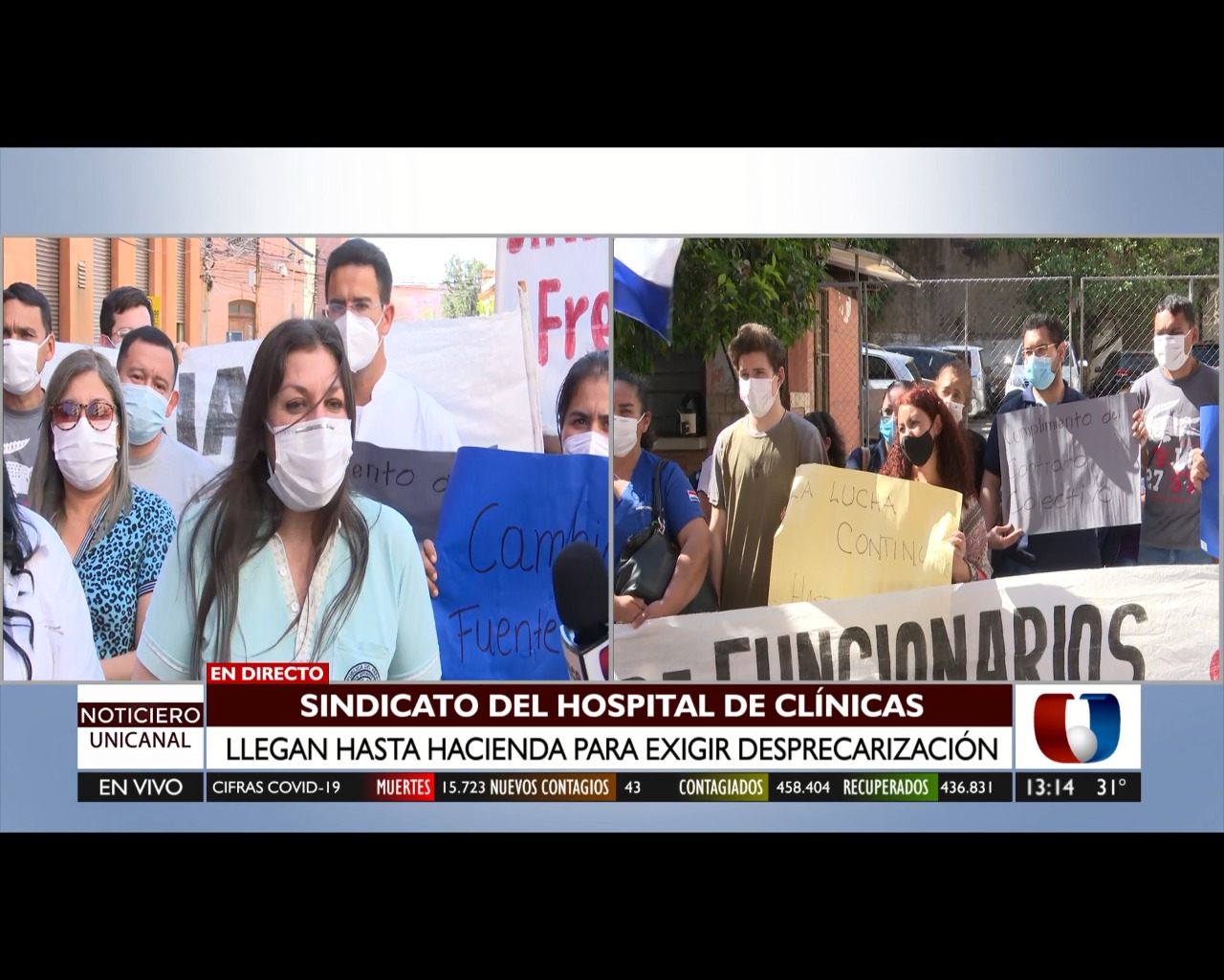 Funcionarios de Clínicas se manifiestan frente al Ministerio de Hacienda