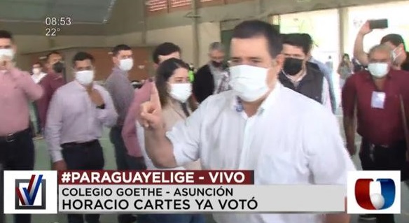 Horacio Cartes votó y dijo “Hoy es el día del pueblo, ellos eligen”. Foto: captura de pantalla.