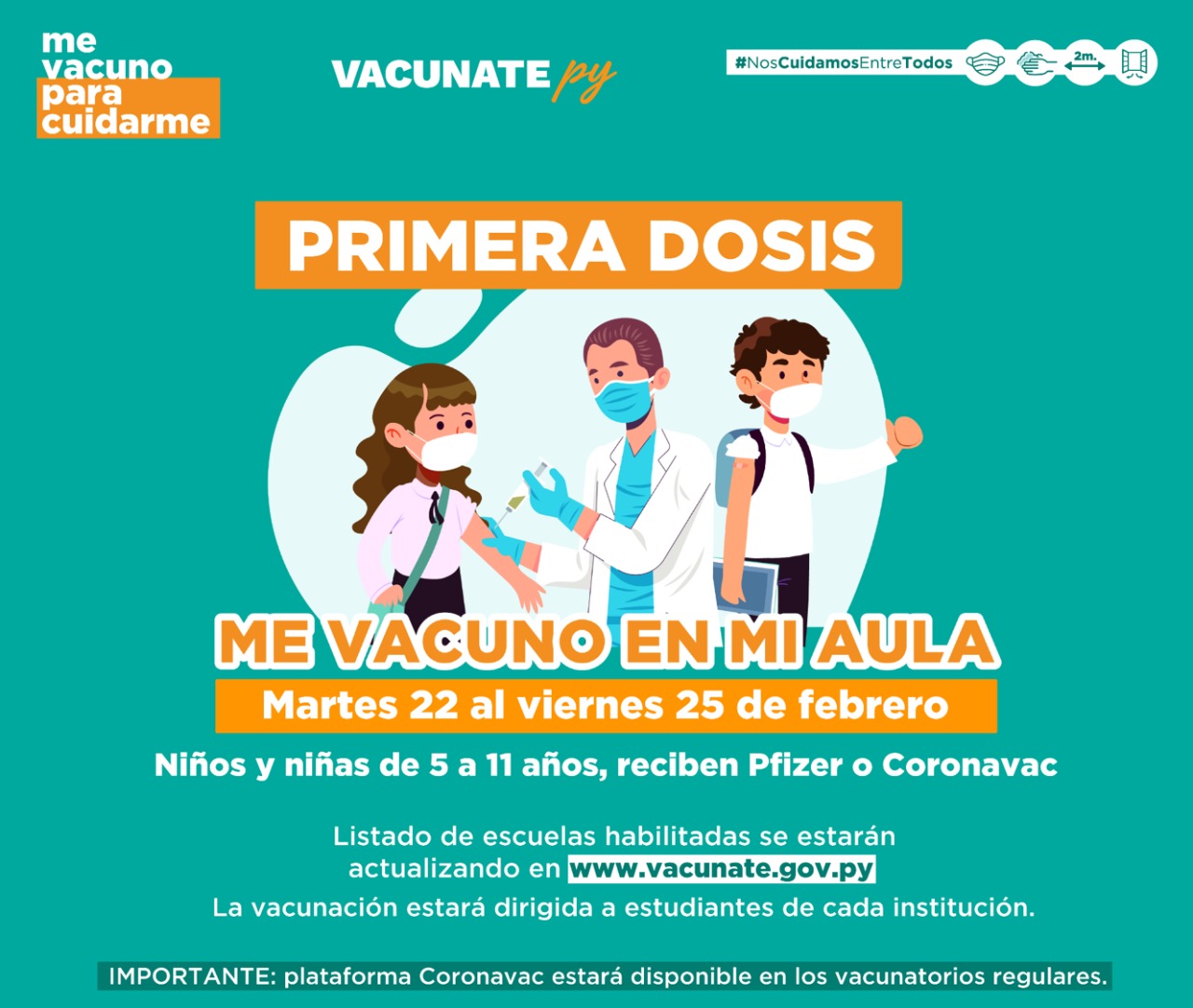 Salud aplicará dosis anticovid en instituciones educativas desde el martes 22 de febrero.