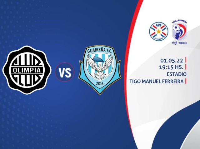 Olimpia recibe a Guaireña este domingo en Para Uno.