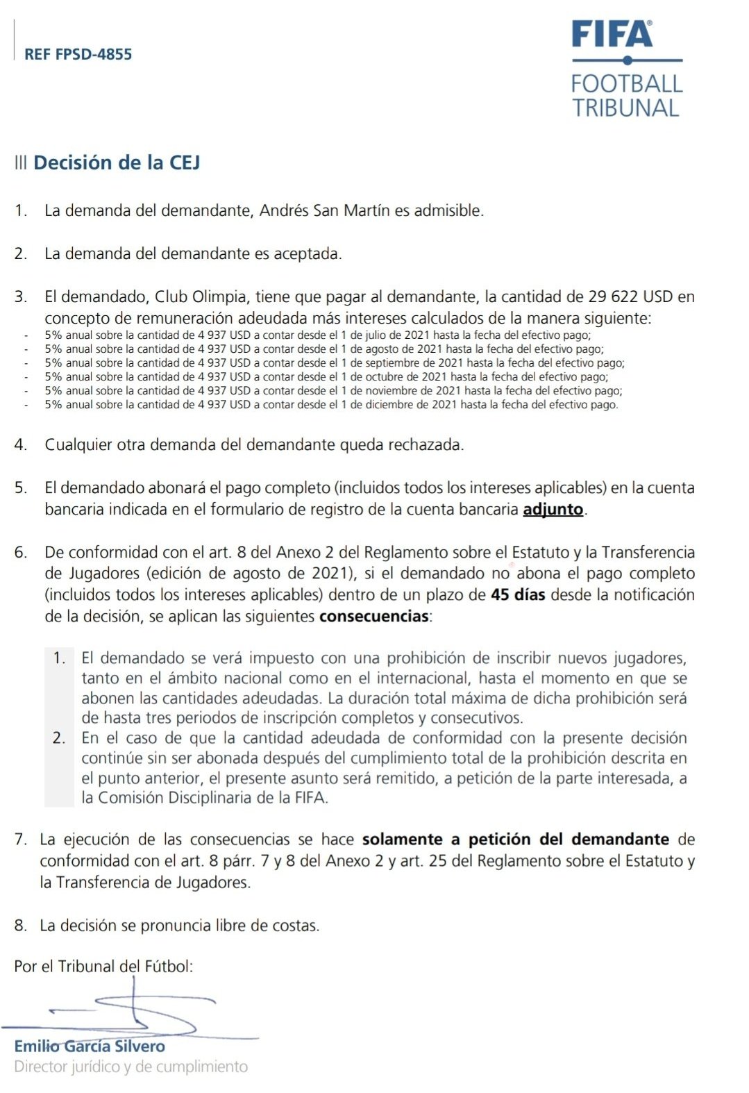 Resolución de FIFA