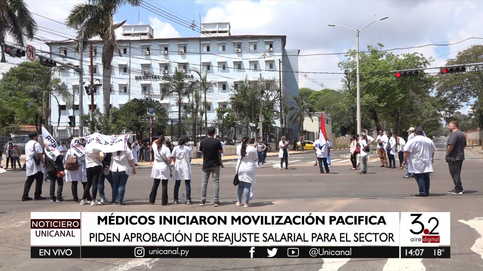 Movilización de médicos: paro de 15 minutos para exigir reajuste salarial. Foto: Captura de pantalla.