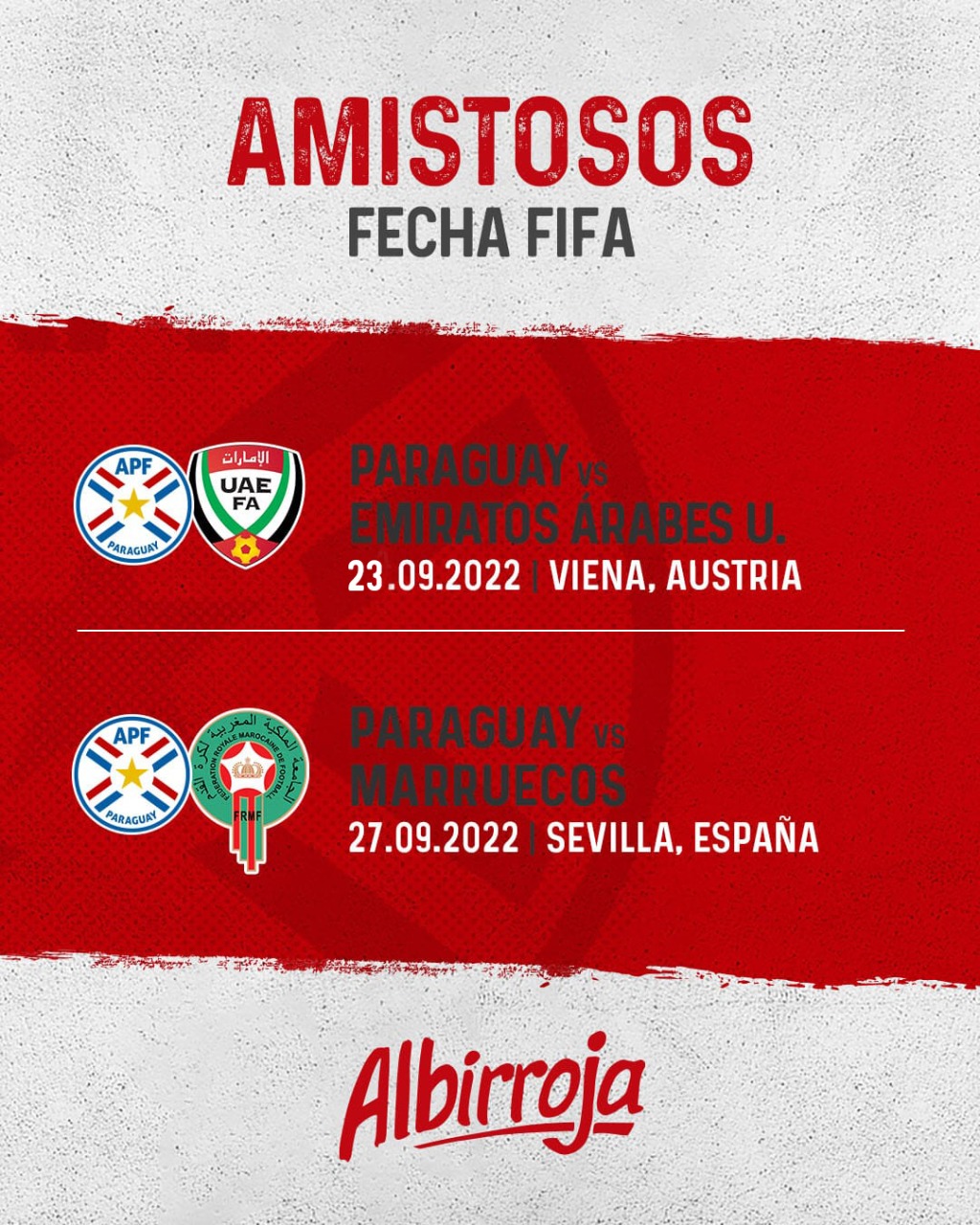 Amistosos de la Albirroja en Fecha FIFA. Imagen: Albirroja.