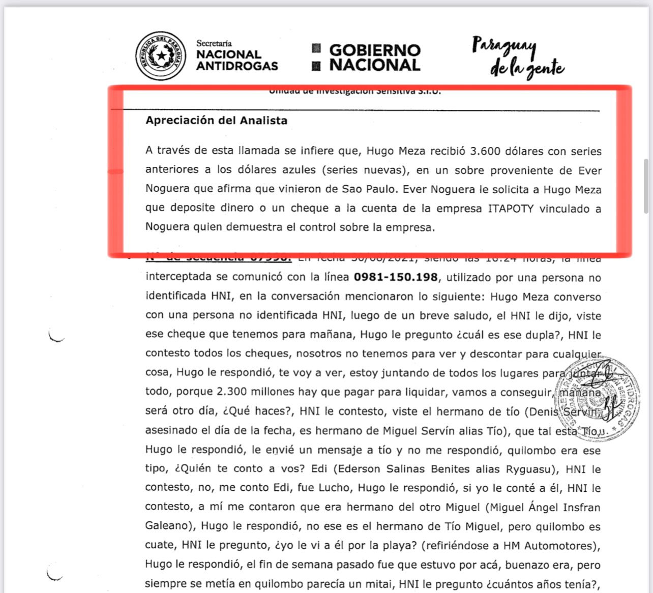 Conversación entre Meza y Noguera