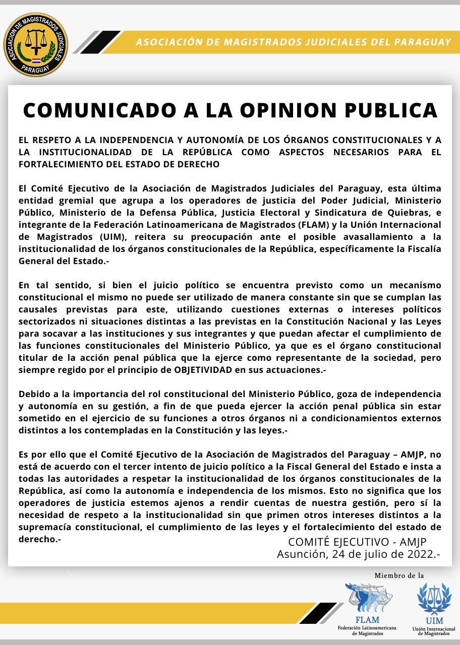 Magistrados piden respetar autonomía e institucionalidad de la Fiscalía