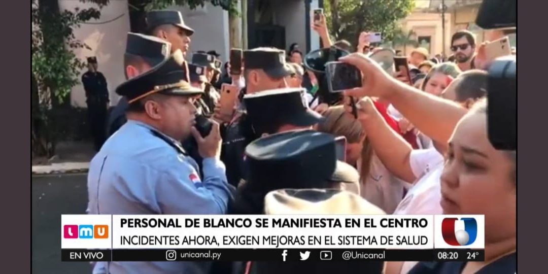 Movilización de médicos en el microcentro de Asunción estuvo marcada por incidentes