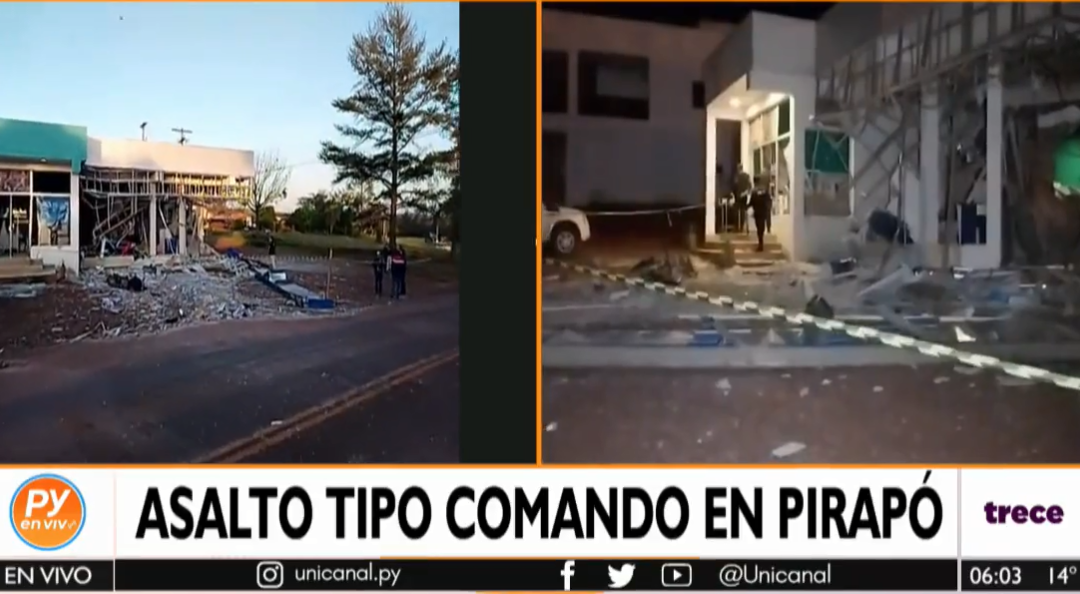 Asalto tipo comando en Pirapó: Buscando la bóveda, destruyen con explosivos la sucursal de un banco